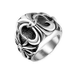 European American Punk Style <b>Titanium</b> Steel <b>Ring</b> For <b>Men</b> Cross Pattern Silver Gray Fashion Jewelry Gift - Product Image 5