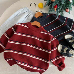 <span class=keywords><strong>Pull</strong></span> à col roulé rayé pour garçons, style coréen, décontracté, ample, élégant, tricot tendance, hiver 2026 - Product Image 1
