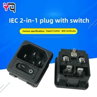 Prise électrique industrielle en nylon 15A/250V IEC C14 2-en-1 avec interrupteur