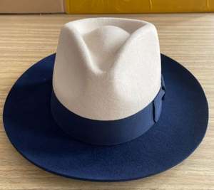 A111902 Chapeau haut de forme en feutre 100% laine de haute qualité, style Indiana Jones, Fedora, vente en gros pour événements professionnels, formels, à large bord, unisexe - Product Image 3