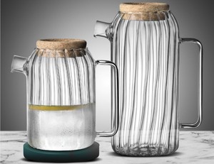 Elegante caraffa di vetro Premium con coperchio in legno elegante brocca per bevande per uso domestico per acqua fredda succo di tè freddo <span class=keywords><strong>limonata</strong></span> - Product Image 3