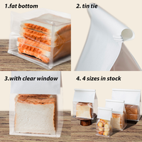 Sachet d'emballage pour pain en papier kraft blanc personnalisé, avec fermeture à boucle métallique et fenêtre transparente, format 24x35+5, vente en gros