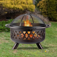 Brasero extérieur rond T1 de 32 pouces avec écran anti-étincelles, idéal pour patio et jardin, modèle Brunswick extra large