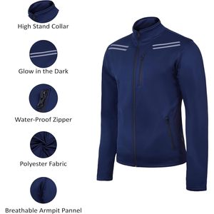 Mens Cycling <b>Jacket</b> Long Sleeve Thermal <b>Reflective</b> Windproof Sportswear <b>Running</b> Softshell Bike Outerwear - Product Image 4
