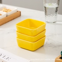 Ensemble de plats à sauce en céramique colorés avec plateau en bambou, bols à trempette, plats à sauce pour fondue, ensemble de plats carrés pour assaisonnements, mini-bols à collation