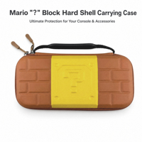 Étui de transport rigide en EVA pour console de jeu, sac de rangement à thème briques rétro avec poignée, poche en filet et fermeture éclair