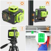 Nivel Láser Huepar B03CG de Líneas Cruzadas Autonivelante de 12 Líneas, Haz Verde, Batería de Iones de Litio con Carga Tipo-C