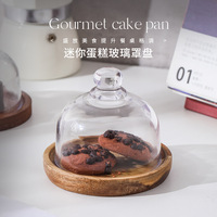 Mini support à gâteau en bois avec couvercle en verre, petit plateau de présentation de desserts, plateau de service pour macarons et mousses, vente en gros, décoration pour événements et fêtes