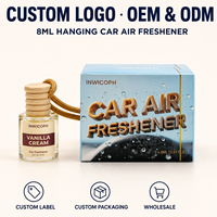 Recharge d'huile pour désodorisant de voiture personnalisé, flacon en verre suspendu avec logo, diffuseur de parfum OEM ODM pour l'intérieur de la voiture, vente en gros en vrac