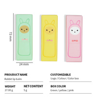 Baume à lèvres bio végétalien pour enfants, marque privée, saveur fruitée, lapin mignon, hydratant, soin des lèvres pour enfants, logo personnalisé, vente en gros