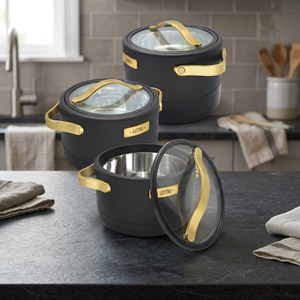 Ensemble de casseroles en acier inoxydable avec couvercles en verre, ustensiles de cuisine ronds durables pour tous les types de cuisinières, diamètre 20 cm, design minimaliste - Product Image 3