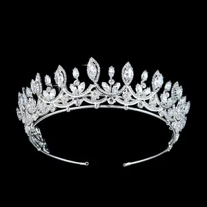 Echsio Splendida Sparkling Grande Zincons Accessori Dei Monili Dei Capelli Della Sposa Corona di Modo Delle Donne di Spettacolo Tiara Corone All'ingrosso BC3397