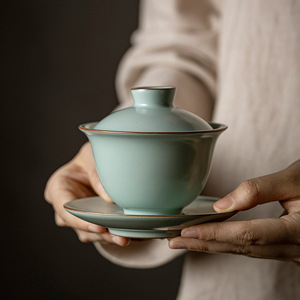 Ru Ware Three Piece Gaiwan Porcelain Lidded <b>Tea</b> Bowl For Kung Fu <b>Tea</b> <b>Set</b> - Product Image 1