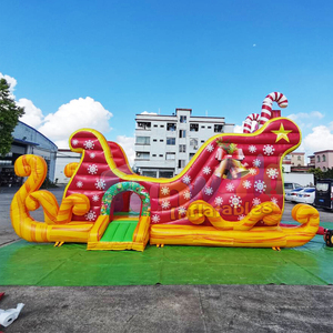 Xmas holiday party jumper bounce house commercial kids jumping bouncy castle <b>inflatable</b> sled sleigh slide - Product Image 1