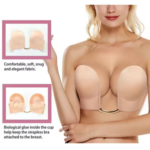 Soutien-gorge invisible sans bretelles pour femmes, respirant, en silicone non tissé adhésif, avec décolleté en U et <span class=keywords><strong>cache</strong></span>-<span class=keywords><strong>tétons</strong></span> en silicone - Product Image 2