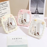 Miroir de table portable mignon en plastique pliable à une face pour dortoir, bureau, usage personnel, miroir de maquillage cosmétique personnalisé