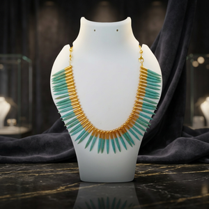 Collier Statement Bohème Fait Main en Turquoise Naturelle avec Perles Pointues, Plaqué Or, Laiton et Pierres, Bijou Unisexe pour Fête, Style Indien - Product Image 1