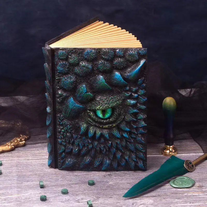 Buku catatan jurnal 3D mata timbul, buku naga animasi mewah, ornamen Desktop kerajinan Resin baru untuk hadiah ulang tahun