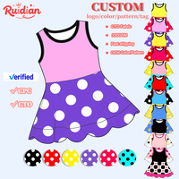 Robe à ourlet festonné pour enfant, robe de sport en nylon sans manches, robe patineuse personnalisée à pois pour enfants, robe de yoga d'été pour filles