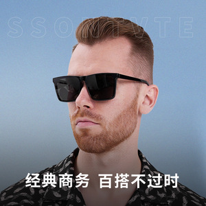 TR90 Square <b>Frame</b> Sunglasses For Men UV400 Polarized Light Weight Black - Product Image 2