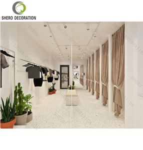 Diseño Interior de Salón de Exposiciones Personalizado de Fábrica, Muebles para Tienda de Ropa Femenina con Vitrinas y Estantes para Exhibición de Prendas - Product Image 6