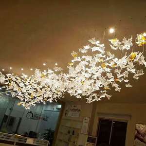 New Style Modern Luxurious Hotel Project <b>Lighting</b> <b>Large</b> Lobby Hall Maple Leaf Glass Customized Chandelier - Product Image 6