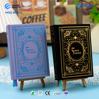 Cuaderno de tapa dura estilo gótico vintage con tarot, bordes brillantes con lámina dorada personalizada, diario de meditación personalizado