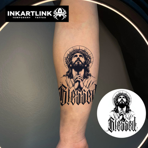INKARTLINK - Pegatinas de <span class=keywords><strong>Tatuajes</strong></span> Temporales para el Cuerpo, Diseño de Jesús Bendecido, Resistentes al Agua, Ecológicas, Duran 15 Días, Paquete al por Mayor - Product Image 1