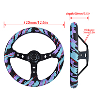 Volant de course modifié TIYPEOR 320 mm en cuir brodé personnalisé trois couleurs pour drift