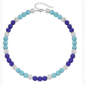 Collar con cuentas brillantes de béisbol de 18 pulgadas y 20 pulgadas para hombre, colección de hielo, collar de diamantes de imitación de béisbol azul en polvo, colores seleccionados del equipo - Product Image 1