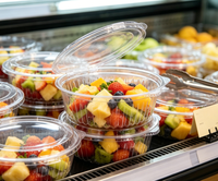Boîte jetable en plastique PET transparent pour sandwichs, salades de fruits, nouilles, sushis, emballage alimentaire, bonbons, biscuits, avec couvercle