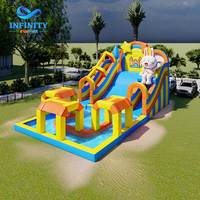 Toboggan aquatique gonflable commercial d'extérieur, nouveau design, avec piscine, toboggan aquatique gonflable pour parc aquatique au sol