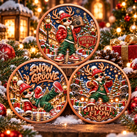Pièce de monnaie commémorative de Noël personnalisée en cuivre pur 999 de 1 oz, motif animaux de Noël (rennes), en boîte cadeau, impression UV 3D en relief, objet de collection