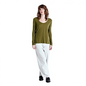 Camiseta de Manga Larga con Cuello Redondo para Mujer, Calidad Premium, Ligera, Básica, Informal, Fabricante OEM, Marca Privada, Venta al Por Mayor - Product Image 3