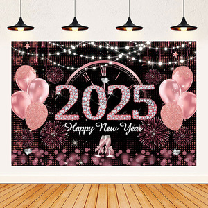 2025 ธีมปีใหม่ของตกแต่งงานปาร์ตี้ผ้าแขวนพื้นหลังสำหรับถ่ายภาพอุปกรณ์ประกอบฉากอุปกรณ์ตกแต่งผนังบ้าน - Product Image 4