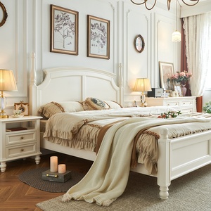 Cama de Madera Maciza de Cerezo de 1.8m, Color Blanco, Muebles Diorbao para Dormitorio - Product Image 5