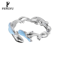 Anillo Fino de Plata de Ley 925 con Esmalte de Pez Koi, Ajustable, Anillos de Océano, Joyería de Diseño Personalizada para Mujer, Venta al por Mayor
