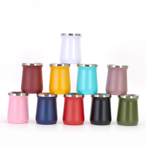 Taza de <span class=keywords><strong>Mate</strong></span> de Acero Inoxidable de Doble Pared y Aislada de 8 oz con Bombilla, Juego Más Vendido - Product Image 1
