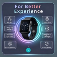 Montre connectée 4G GS19 avec GPS, appels vidéo, SOS, détection de chute, affichage, étanchéité IPX7, moniteur de fréquence cardiaque, d'oxygène sanguin et de température