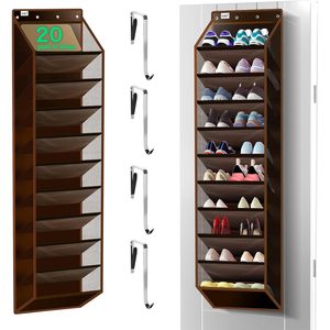 Over The Door <b>Shoe</b> Rack 10 Tier Heavy Duty Hanging <b>Storage</b> Organizer For <b>Shoes</b> Behind Door <b>Wall</b> <b>Mount</b> Hook Type Dark Curry - Product Image 1