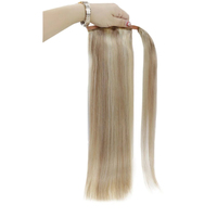 Vente en gros cheveux de queue de cheval de haute qualité 100% Remy pince à cheveux humaine européenne extension de cheveux de queue de cheval couleur blonde