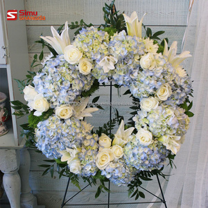 Couronne funéraire ronde en forme <span class=keywords><strong>de</strong></span> rose, <span class=keywords><strong>de</strong></span> chrysanthème et <span class=keywords><strong>de</strong></span> carnation, nouveau design, en promotion, pour le tombeau - Product Image 5