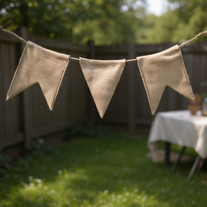 Bandiere a coda di rondine in juta 5,1x6,9 pollici, 30 pz, decorazioni vintage per esterni, striscione rustico naturale per feste, ghirlanda - Product Image 2