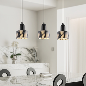 โคมไฟระย้าหินอ่อนสไตล์สเปนแบบพรีเมี่ยมใช้ในที่อยู่อาศัยโคมไฟทรงกระบอกสีดำสีขาว - Product Image 6