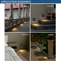 Lámpara LED de 3W, impermeable, de aluminio, redonda, para escaleras exteriores, pasillos, paredes y esquinas, 90 °   Lámpara de Escalera Negra