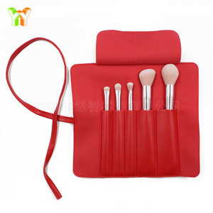 Bolsa de maquillaje personalizada de cuero PU, bolsa de herramientas profesional para maquilladores, bolsa de maquillaje portátil plegable de 5 piezas. - Product Image 3