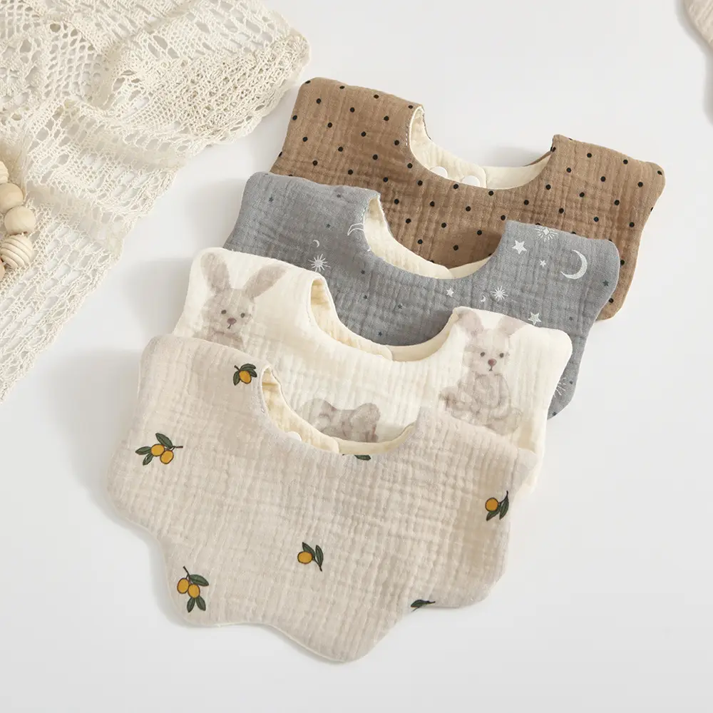 Kangobaby 6 camadas pétala bibs 100% algodão Soft Comfort para bebê musselina bibs alimentação bib para dentição e babando