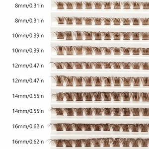Set di Ciglia Finte 3D in Visone Marrone Pre-Impruzzate con Colla, Stile Cluster, Ciglia Segmentate Pre-Tagliate, Loghi Personalizzati, Cruelty-Free - Product Image 3