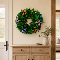 Couronne de trèfles à quatre feuilles artificiels en gros pour porte d'entrée, décoration murale, printemps, maison, jardin