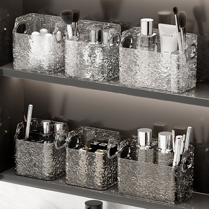 <b>Mirror</b> Cabinet Storage Box Glacier Pattern Open Top Desktop Makeup Organizer Bathroom Cosmetic Holder Small Sundries Rack - Product Image 1
